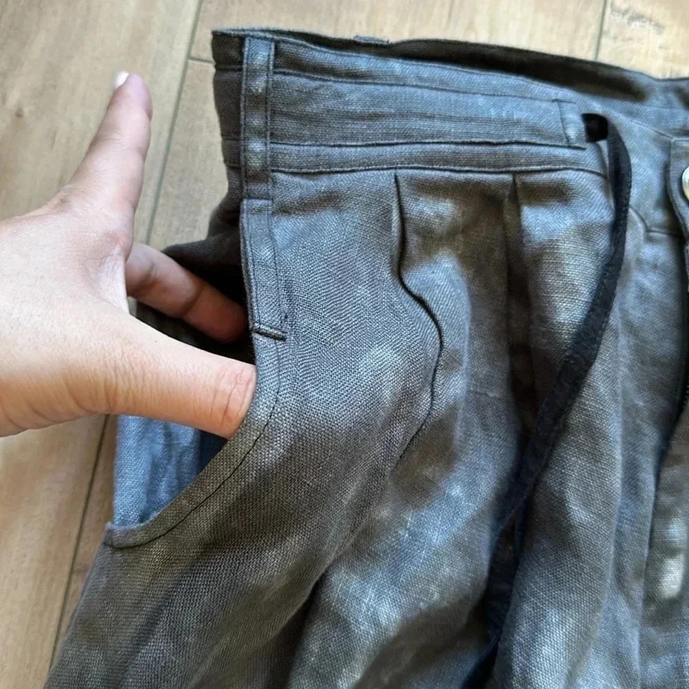 Mark Baigent Rong Pants Magnesium 100% Linen Unisex Sz S - Picture 9 of 13